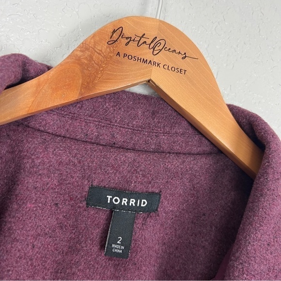 Torrid Purple Moto Jacket 2X - Stretch Knit Panels, Full Zip, Flannel Coat, EUC - Picture 3 of 12